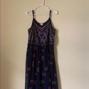 Fun flowy navy patterned dress
